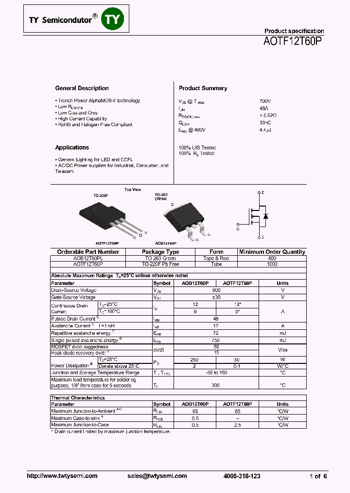 AOTF12T60P_8219598.PDF Datasheet