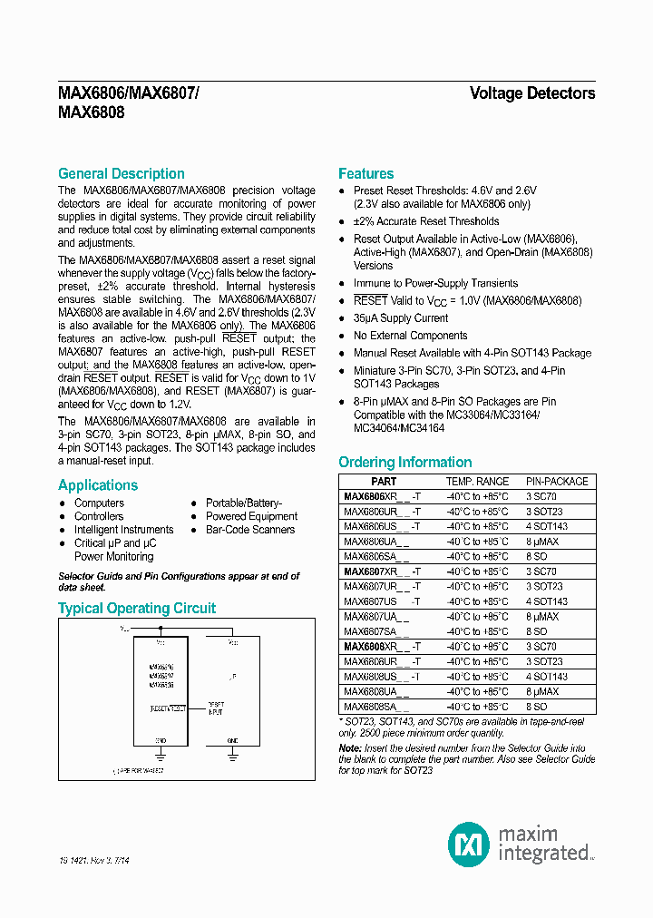 MAX6807US26-T_8220671.PDF Datasheet