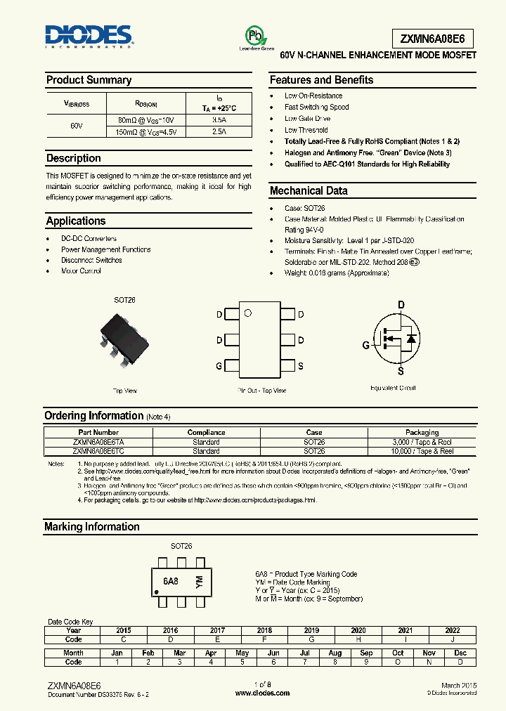 ZXMN6A08E6TC_8220877.PDF Datasheet