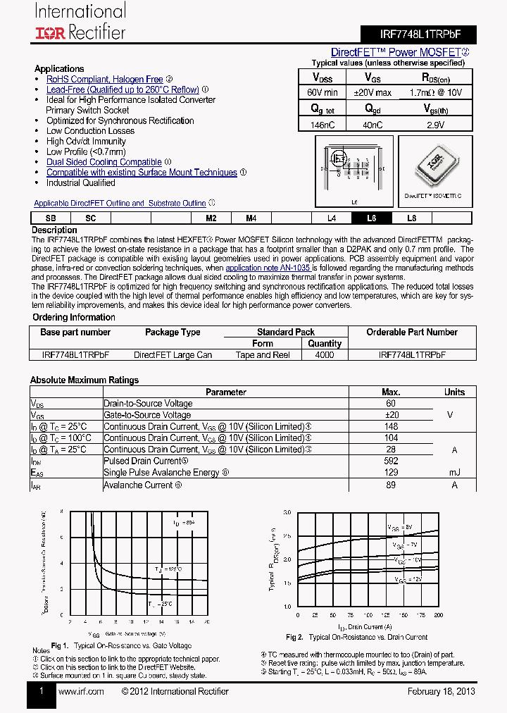 IRF7748L1TRPBF_8223455.PDF Datasheet