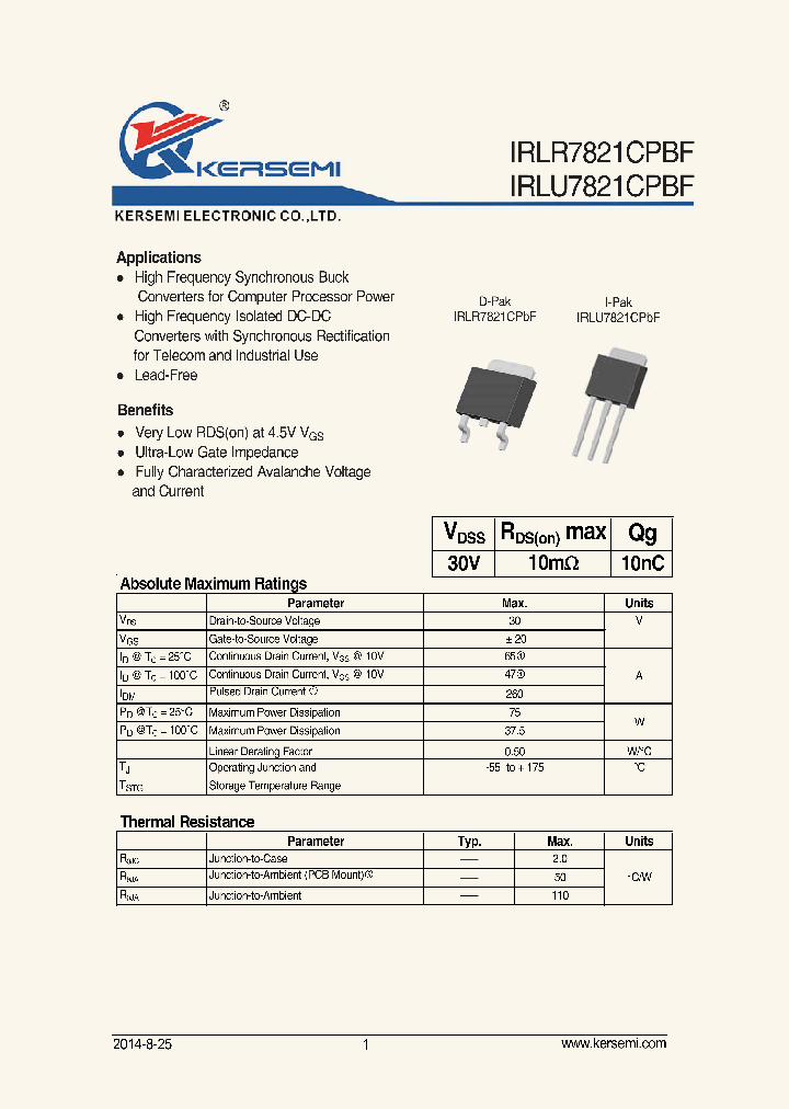 IRLR7821C_8223634.PDF Datasheet