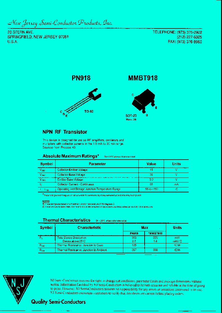 MMBT918_8224661.PDF Datasheet