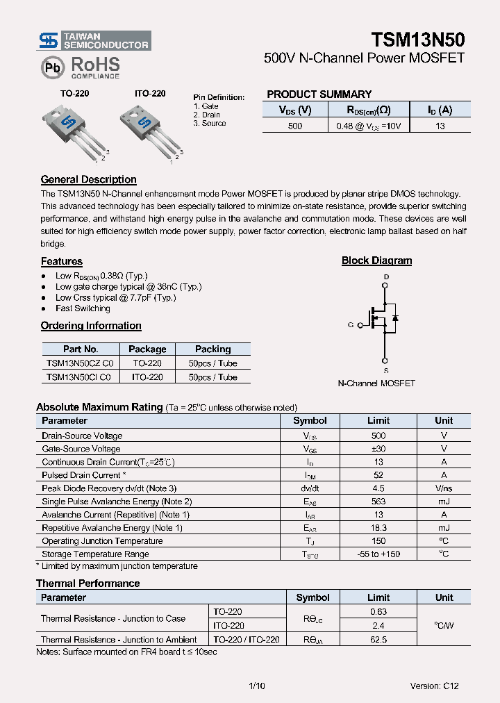 TSM13N50CIC0_8224758.PDF Datasheet