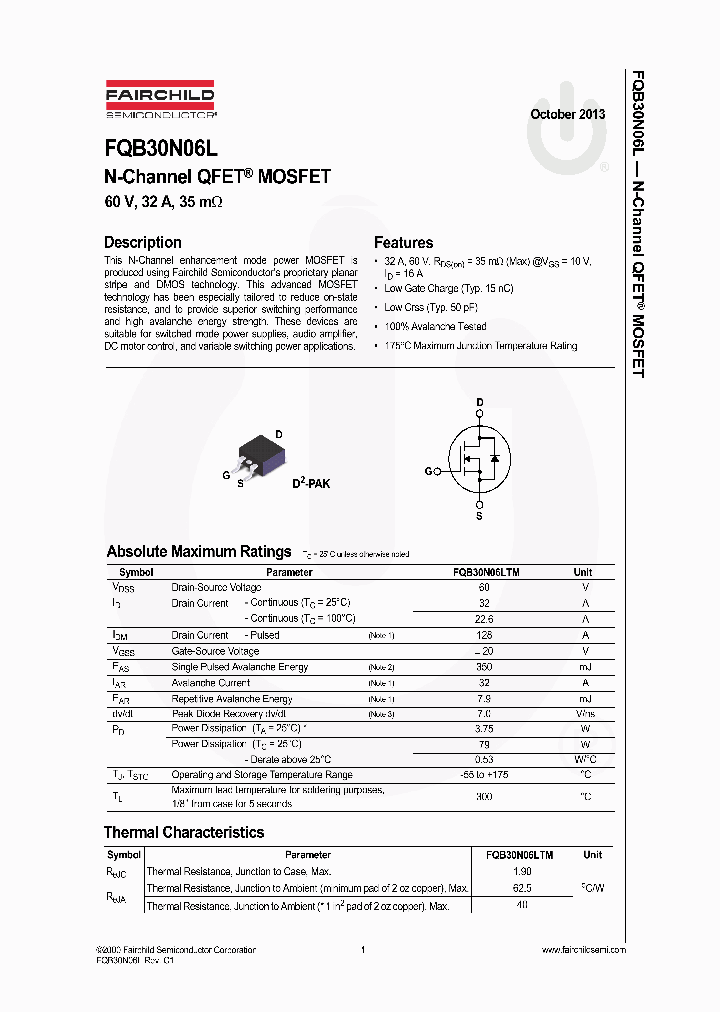 FQB30N06LTM_8224925.PDF Datasheet
