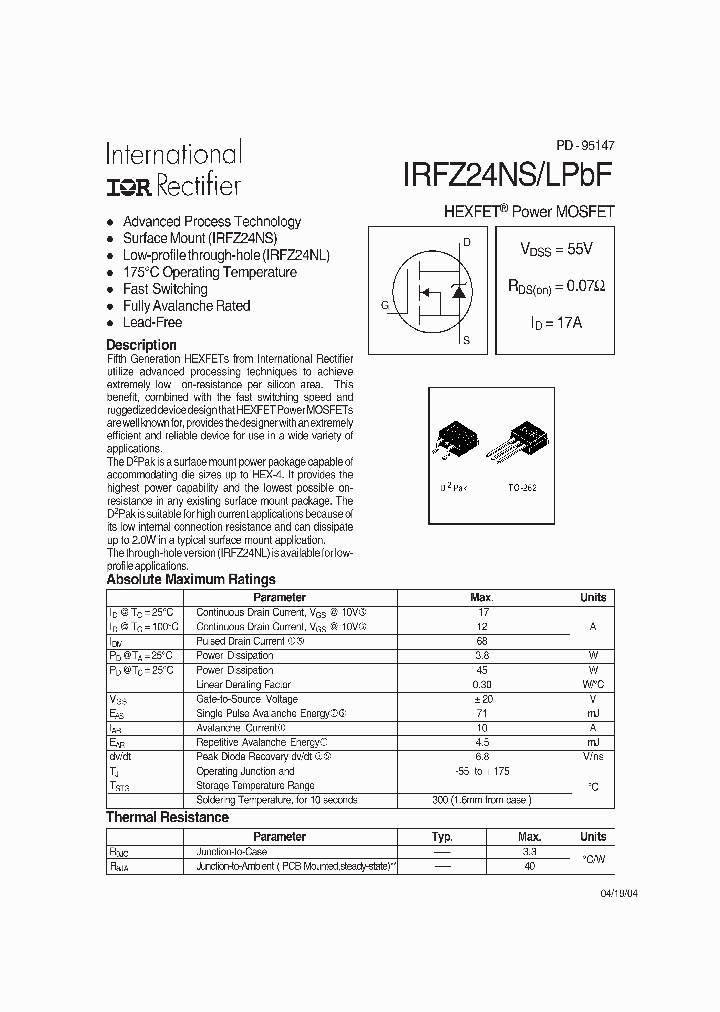 IRFZ24NSPBF_8225055.PDF Datasheet