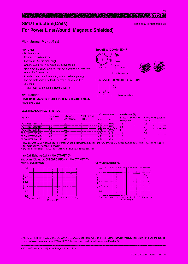 VLF5012ST-3R3M1R7_8225804.PDF Datasheet