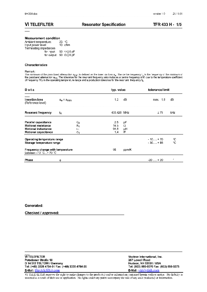 TFR433H_8226641.PDF Datasheet