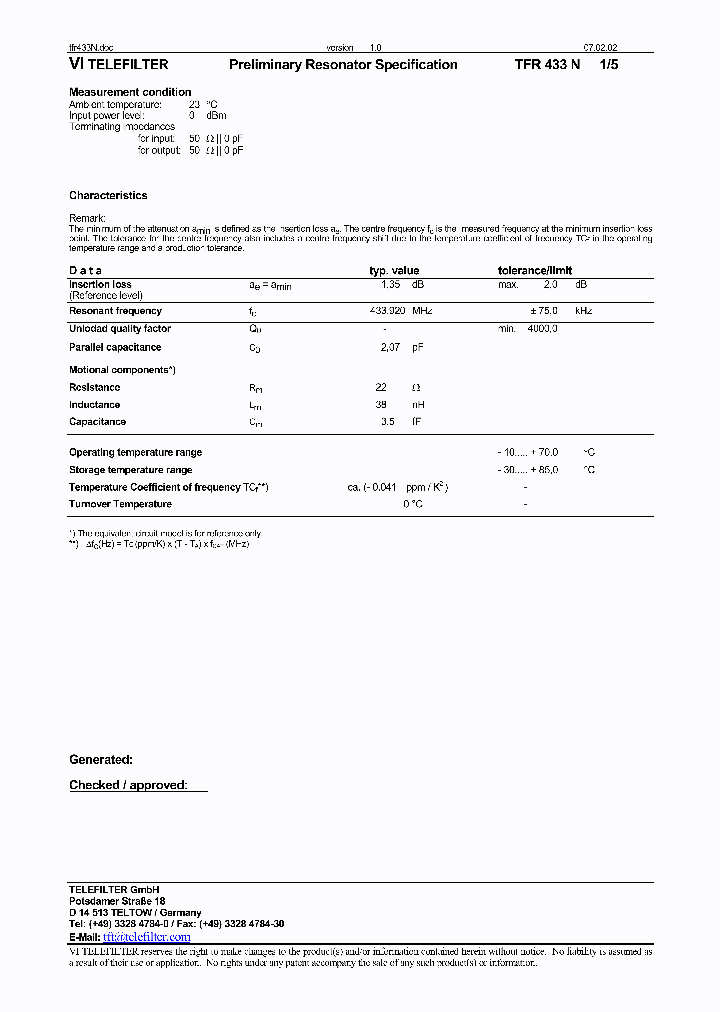 TFR433N_8226644.PDF Datasheet