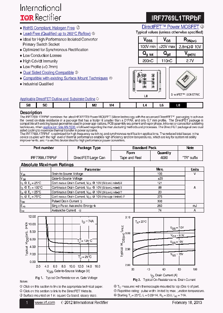 IRF7769L1PBF_8226864.PDF Datasheet