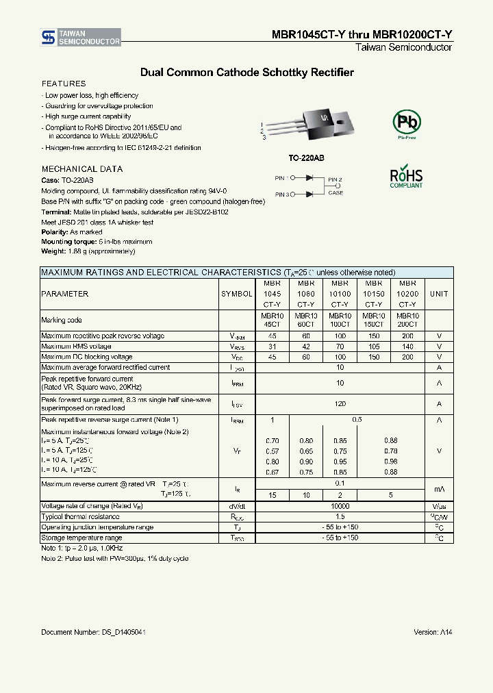 MBR1045C-Y_8226932.PDF Datasheet