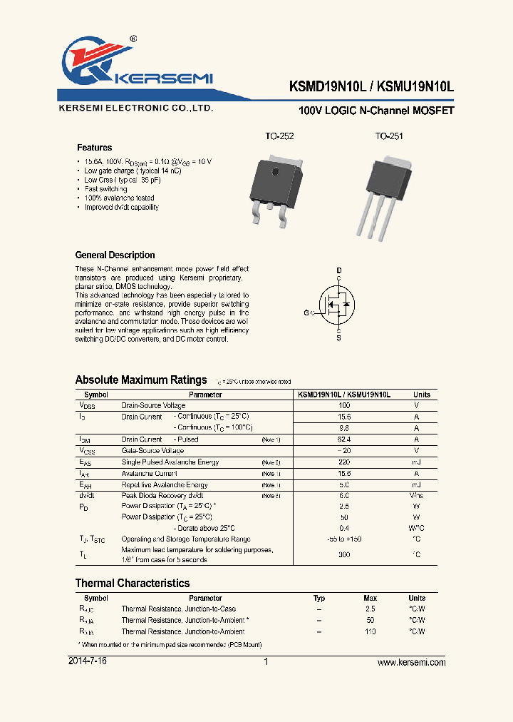 KSMU19N10L_8227590.PDF Datasheet