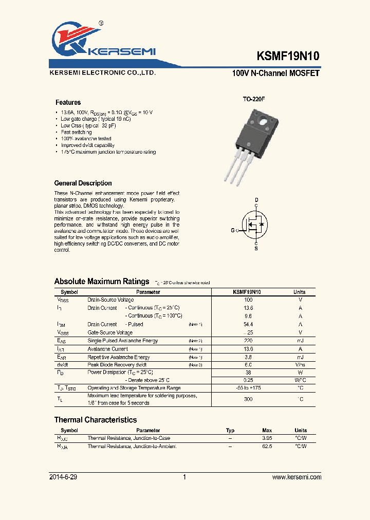 KSMF19N10_8227587.PDF Datasheet