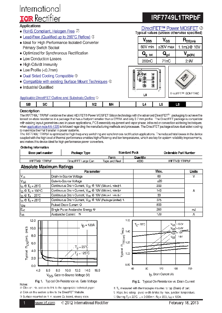 IRF7749L1PBF_8227875.PDF Datasheet