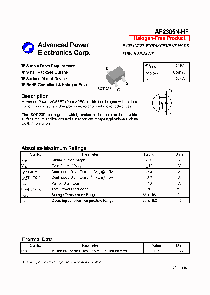 AP2305N-HF-14_8229545.PDF Datasheet