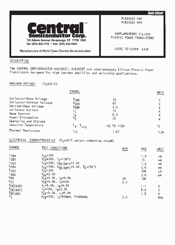 MJE2955T_8229970.PDF Datasheet