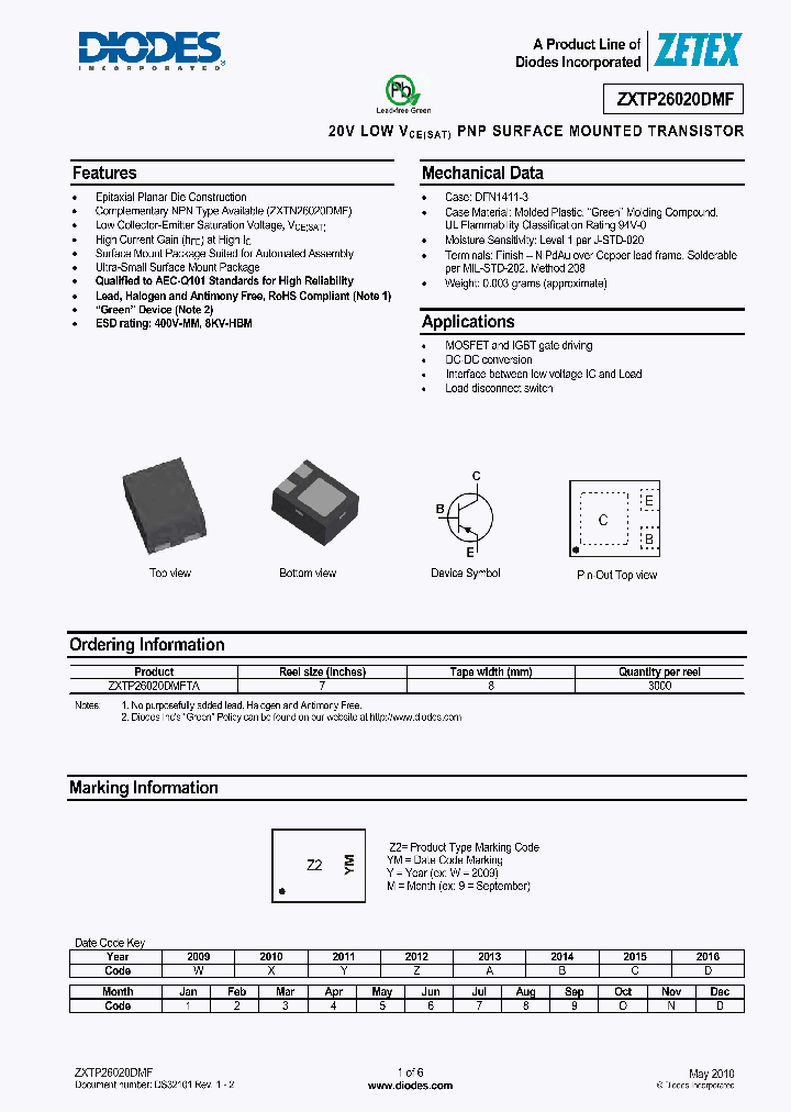 ZXTP26020DMFTA_8230452.PDF Datasheet