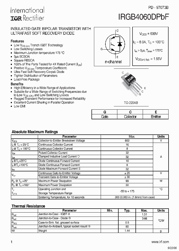 IRGB4060DPBF_8231725.PDF Datasheet
