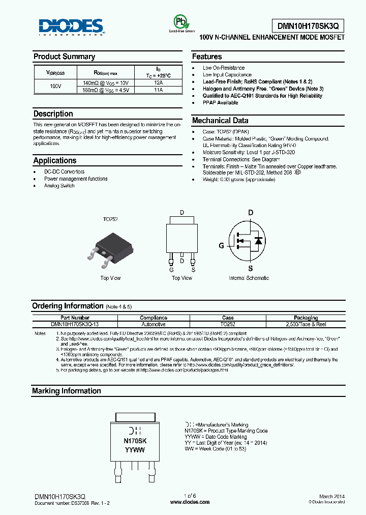 DMN10H170SK3Q_8231954.PDF Datasheet