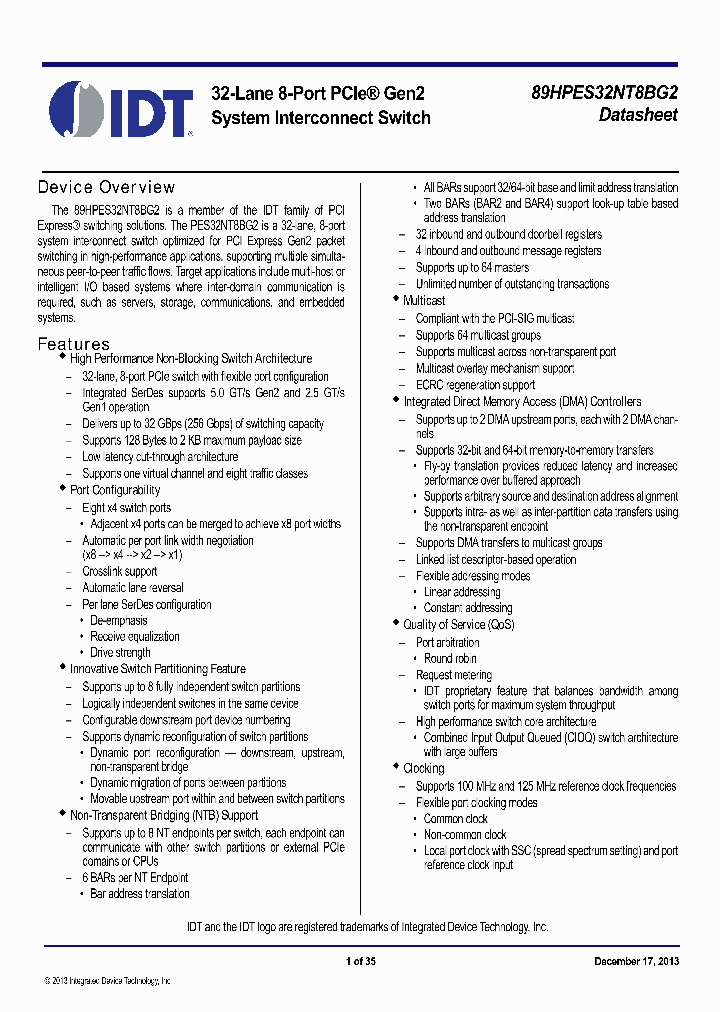 89HPES32NT8BG2_8231967.PDF Datasheet
