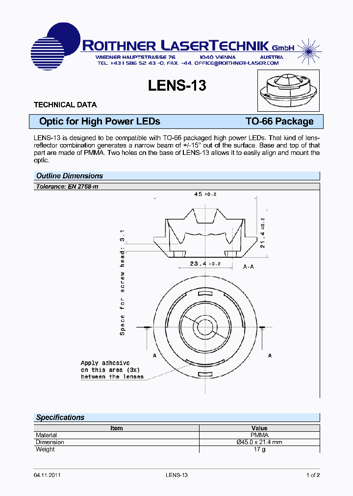 LENS-13_8232073.PDF Datasheet