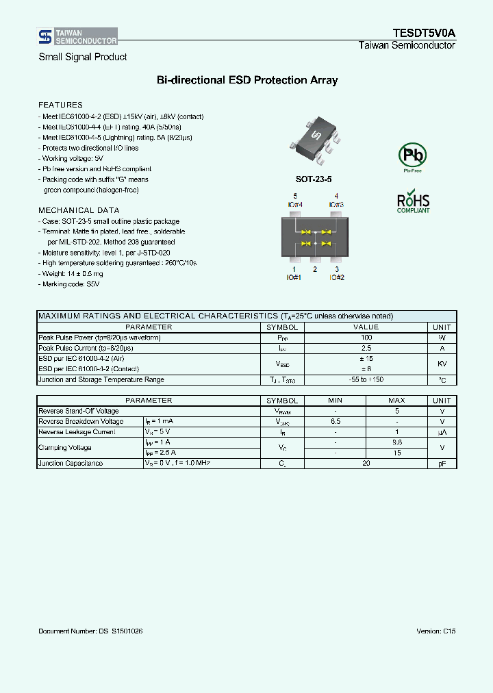 TESDT5V0A-15_8232107.PDF Datasheet
