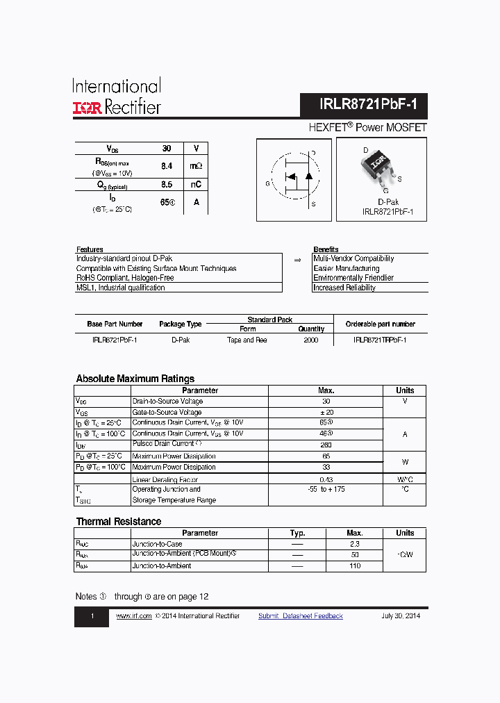 IRLR8721PBF-1_8234632.PDF Datasheet