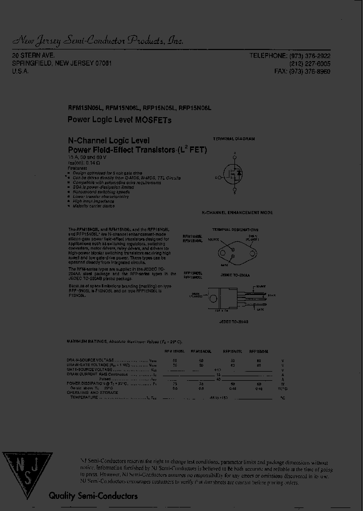 RFP1SN06L_8234685.PDF Datasheet