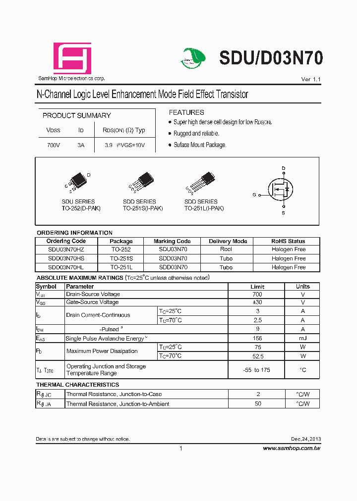 SDUD03N70_8234769.PDF Datasheet
