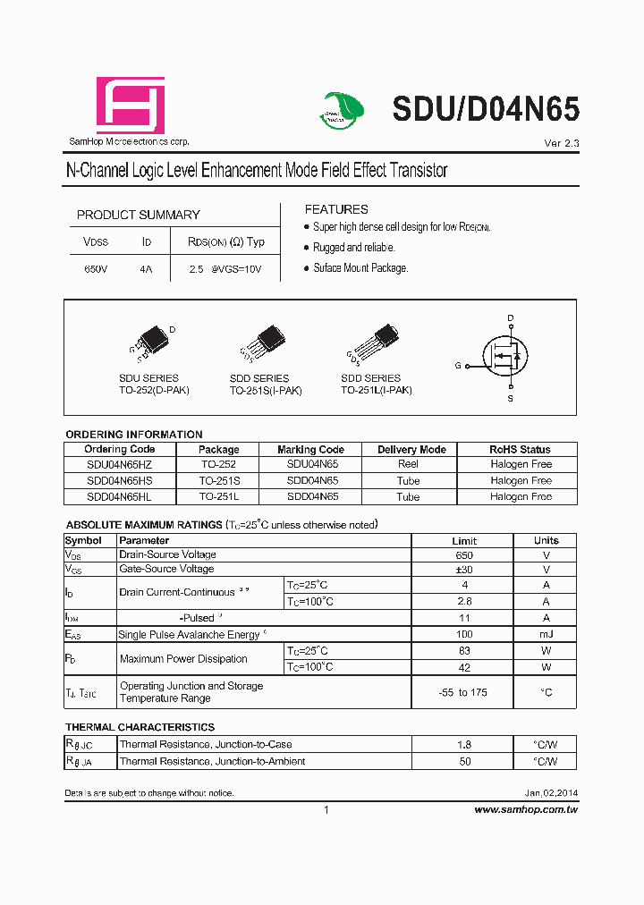 SDUD04N65_8234771.PDF Datasheet