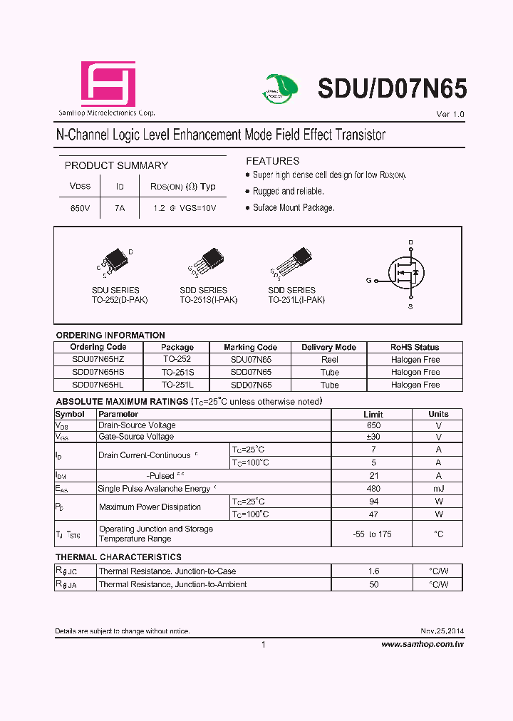 SDUD07N65_8234774.PDF Datasheet