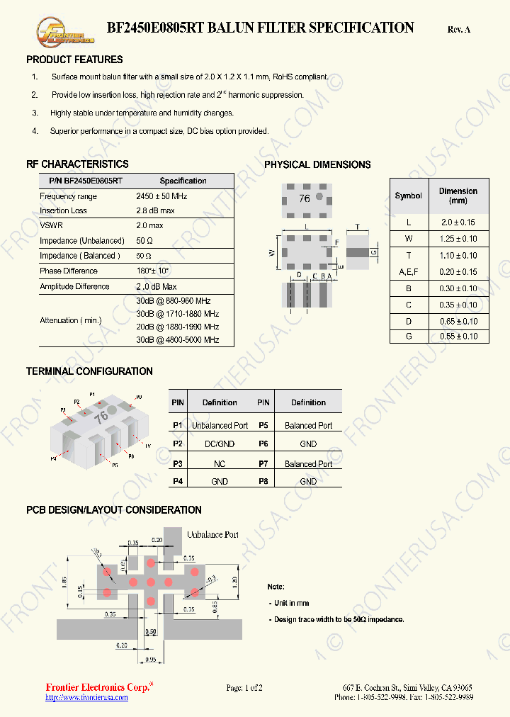 BF2450E0805RT_8235848.PDF Datasheet