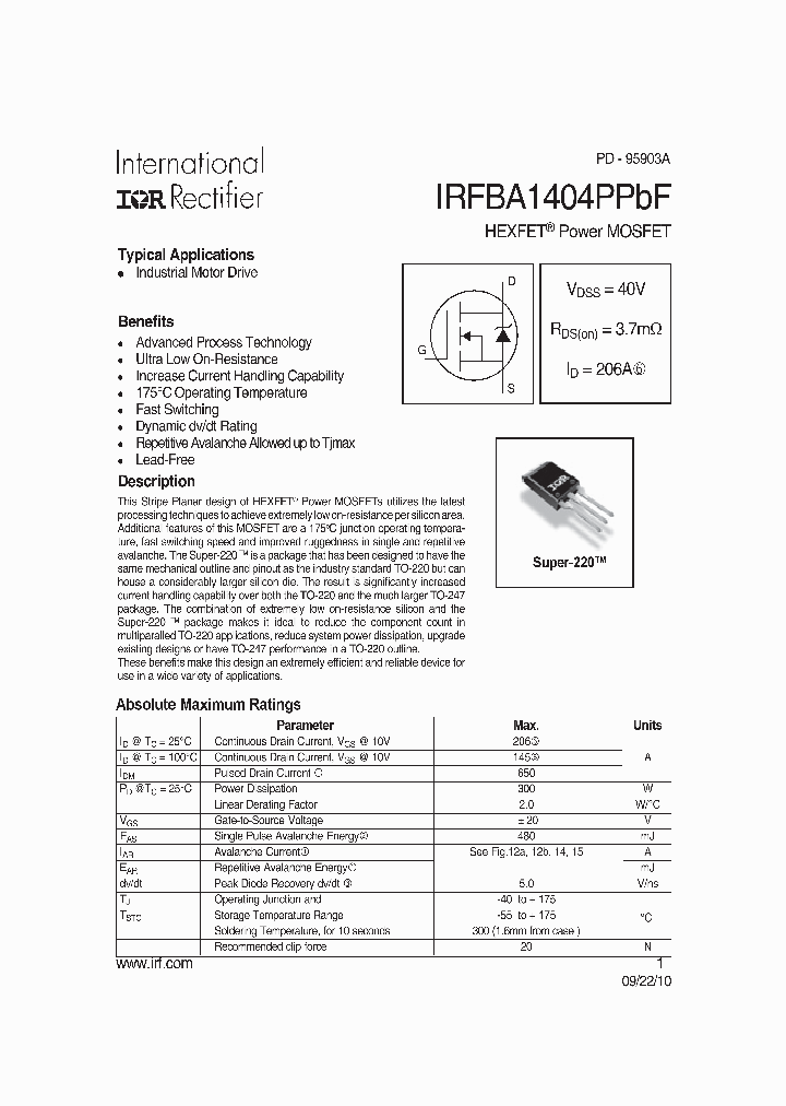 IRFBA1404PPBF_8237830.PDF Datasheet