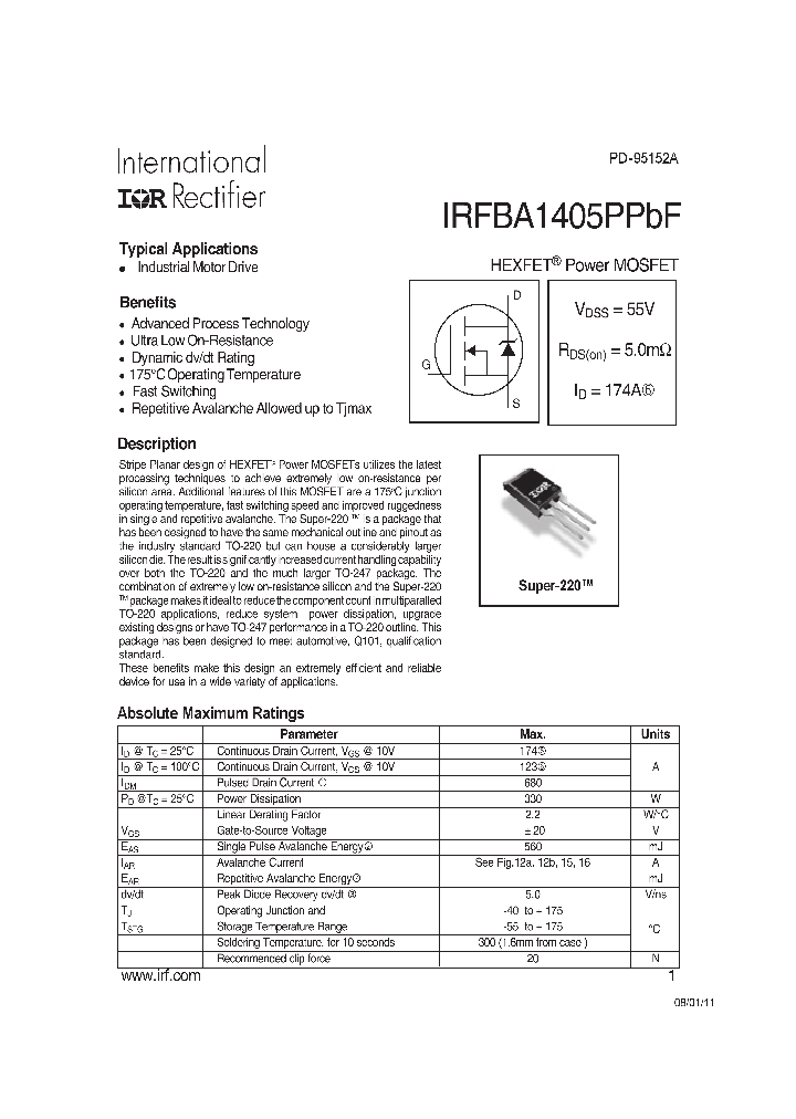 IRFBA1405PPBF_8237833.PDF Datasheet