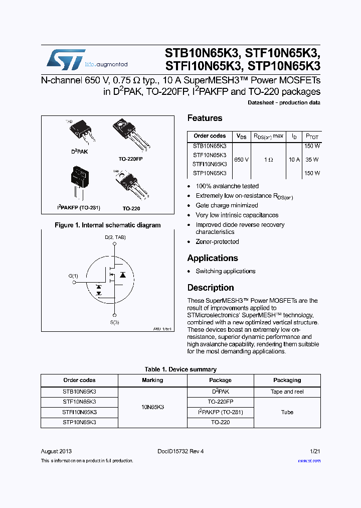STB10N65K3_8238488.PDF Datasheet