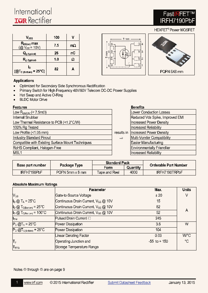 IRFH7190PBF_8239626.PDF Datasheet