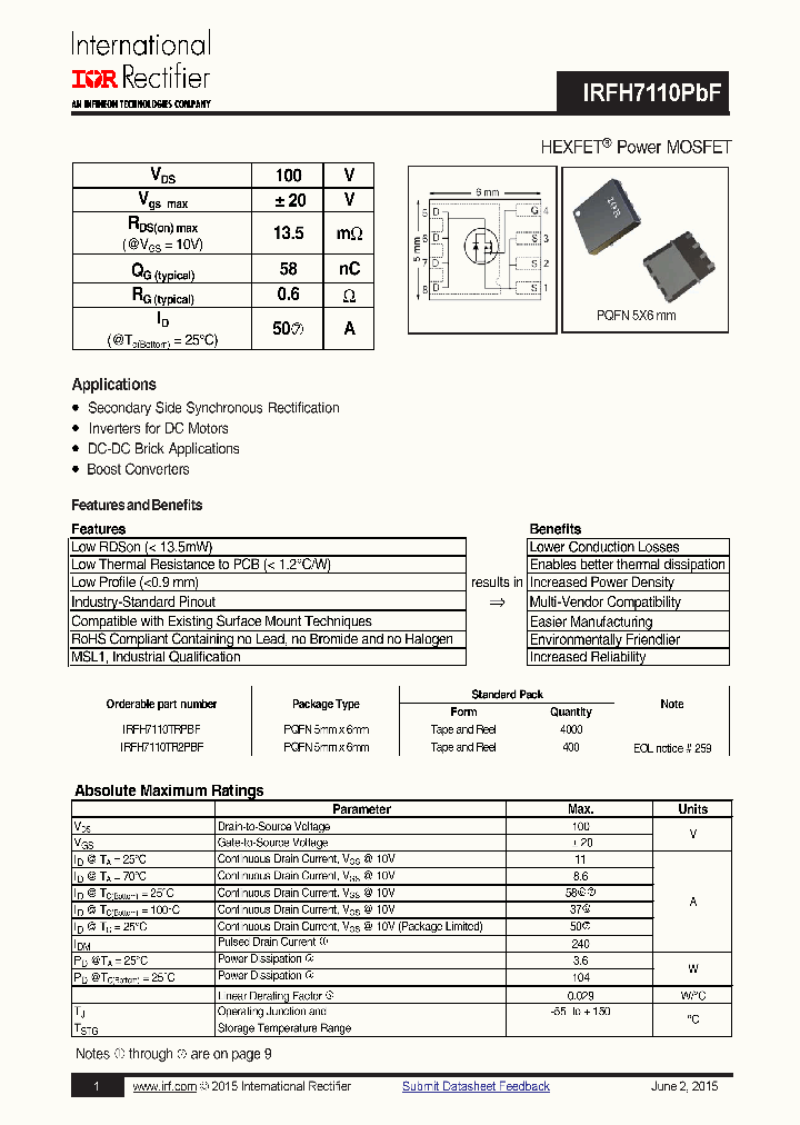 IRFH7110PBF-15_8239617.PDF Datasheet