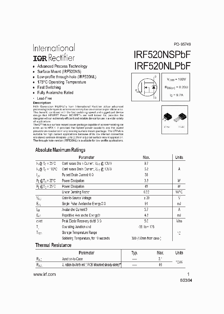 IRF520NLPBF_8240213.PDF Datasheet
