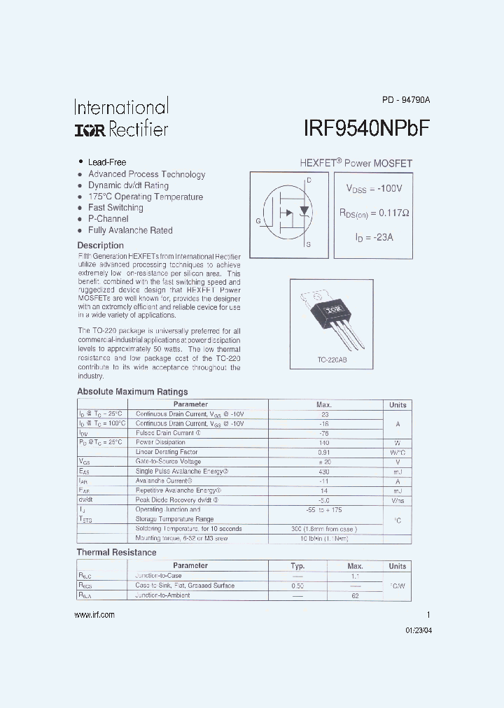 IRF9540NPBF_8241261.PDF Datasheet