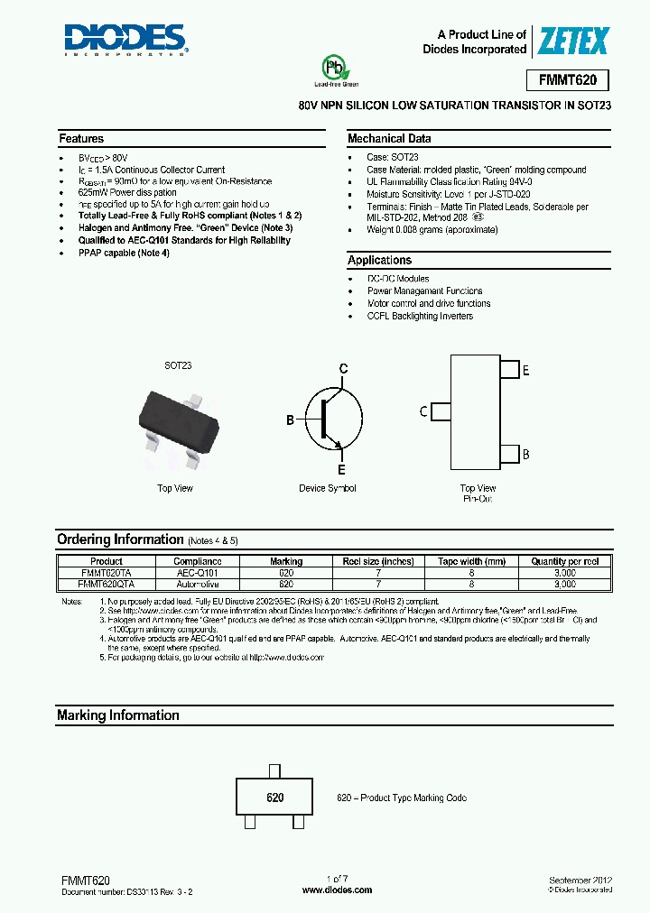 FMMT620-15_8241576.PDF Datasheet