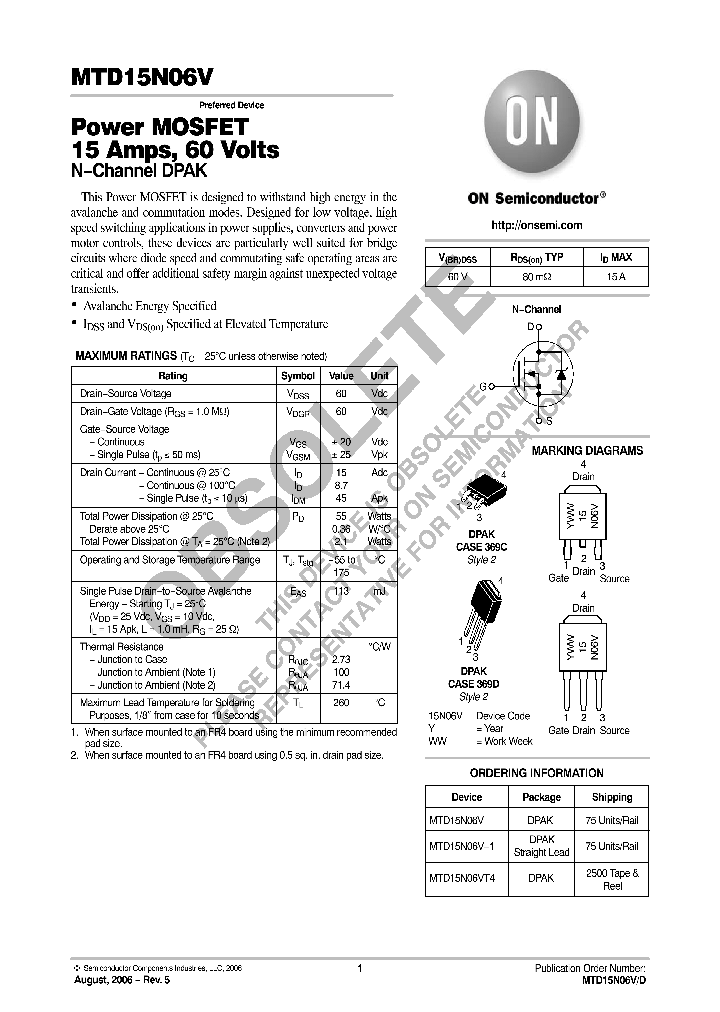 MTD15N06V_8242293.PDF Datasheet