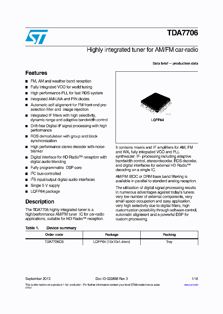 TDA7706_8243449.PDF Datasheet