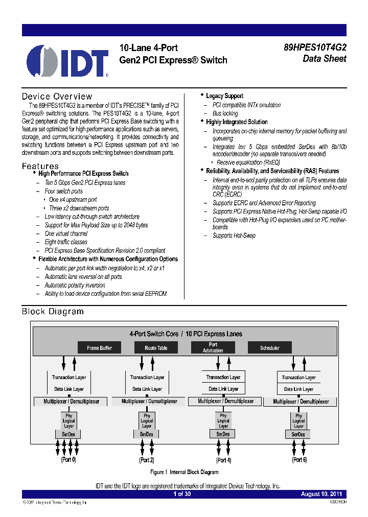 89HPES10T4G2_8244812.PDF Datasheet