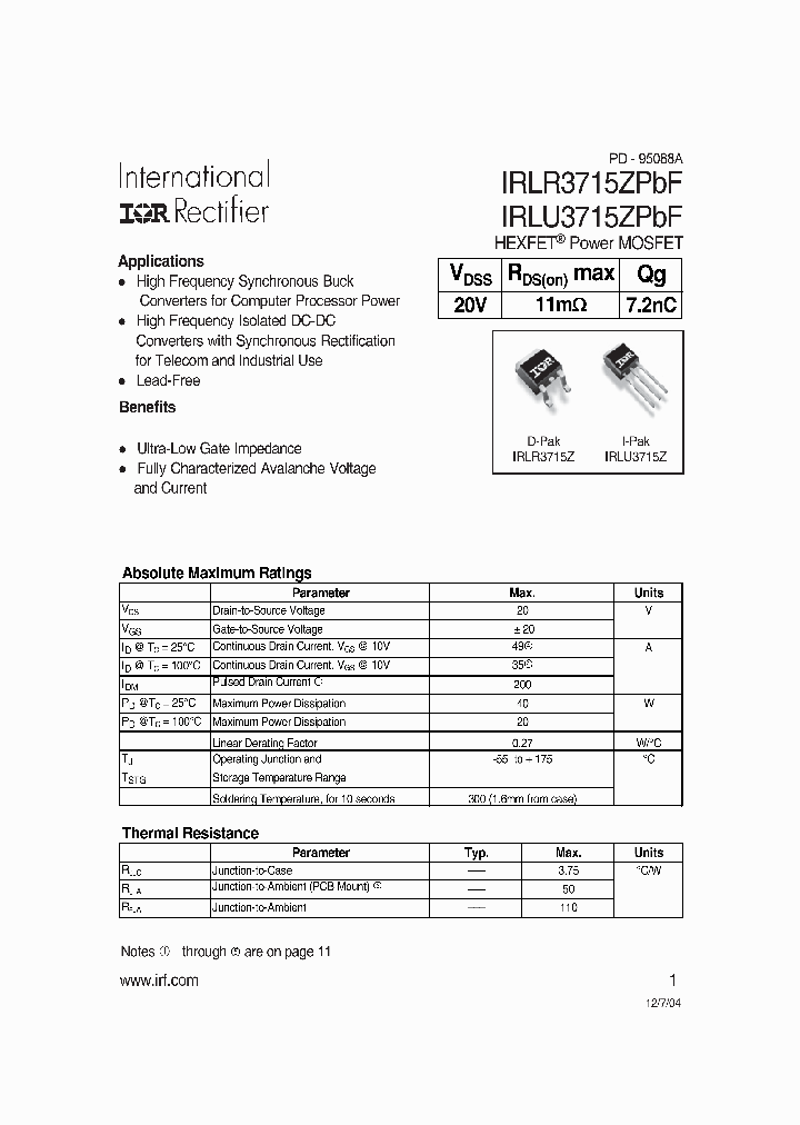 IRLR3715ZPBF-15_8245652.PDF Datasheet