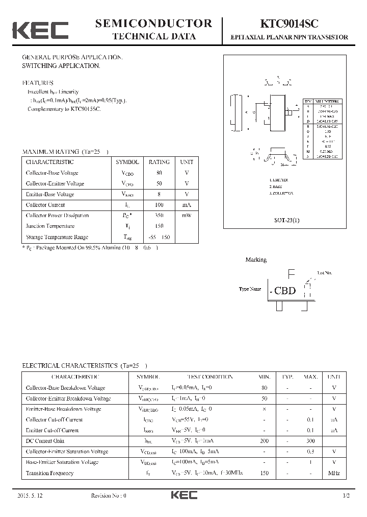 KTC9014SC_8248259.PDF Datasheet
