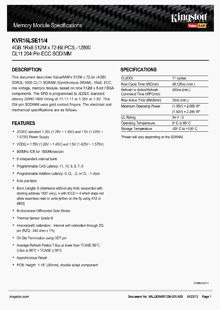 KVR16LSE11-4_8248263.PDF Datasheet