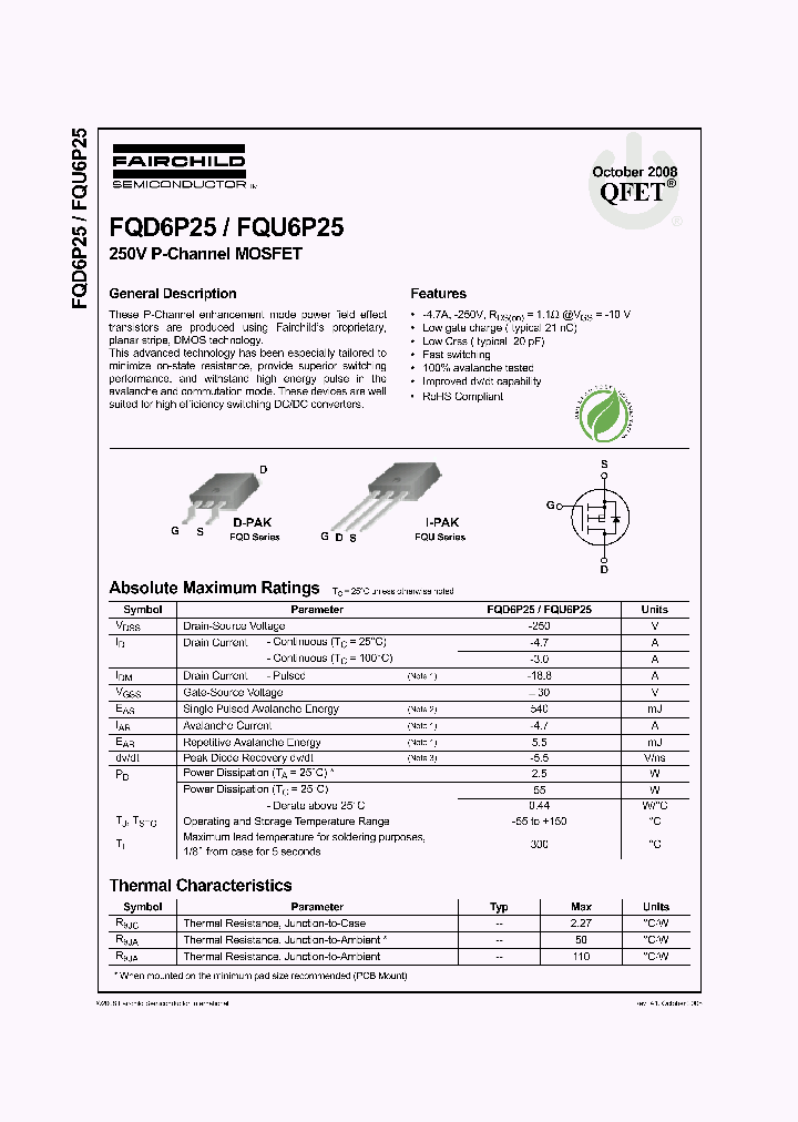 FQD6P25TM_8249624.PDF Datasheet