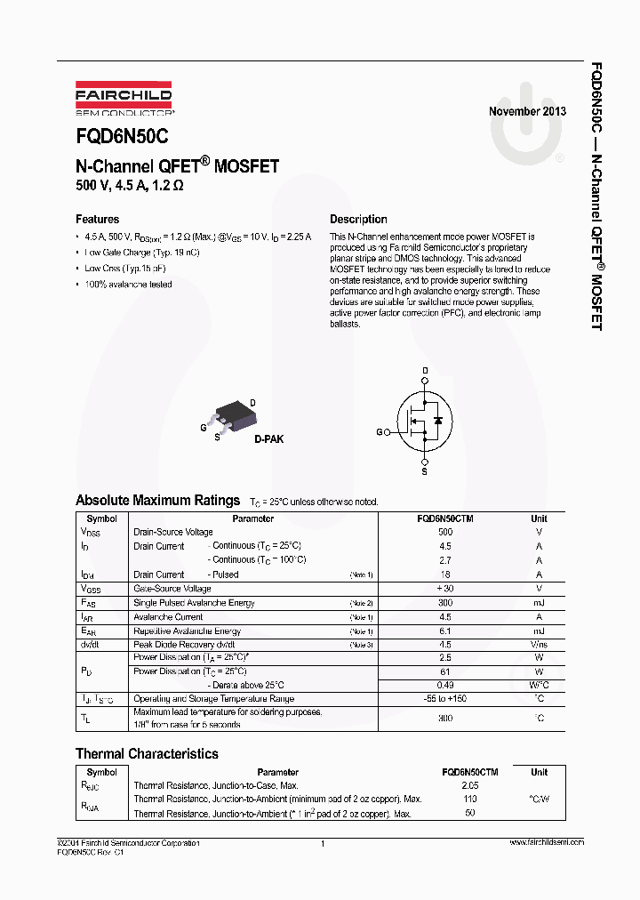 FQD6N50CTM_8249620.PDF Datasheet