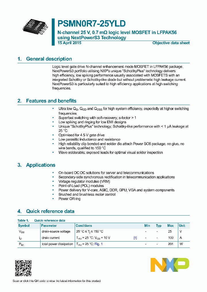 PSMN0R7-25YLD-15_8251908.PDF Datasheet