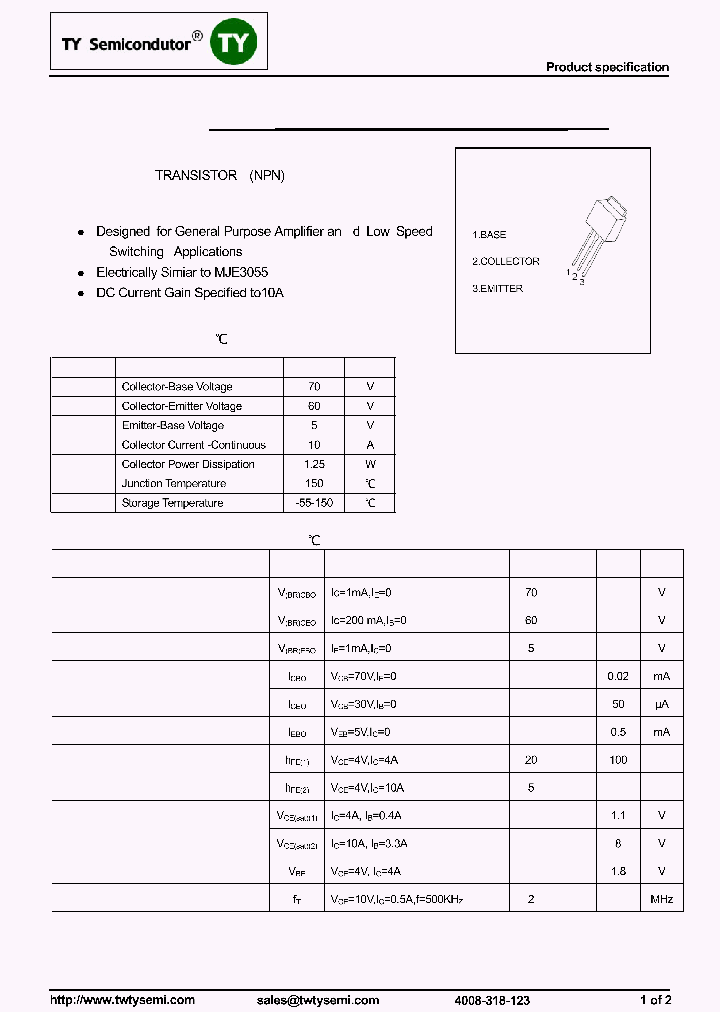 MJD3055-TO251-3L_8254516.PDF Datasheet