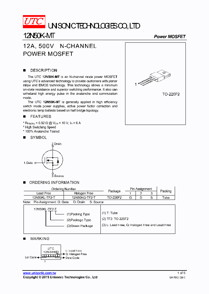12N50KG-TF2-T_8254590.PDF Datasheet